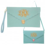 32761 - AQUA LEATHER CLUTCH / CROSS BODY / SHOULDER BAG